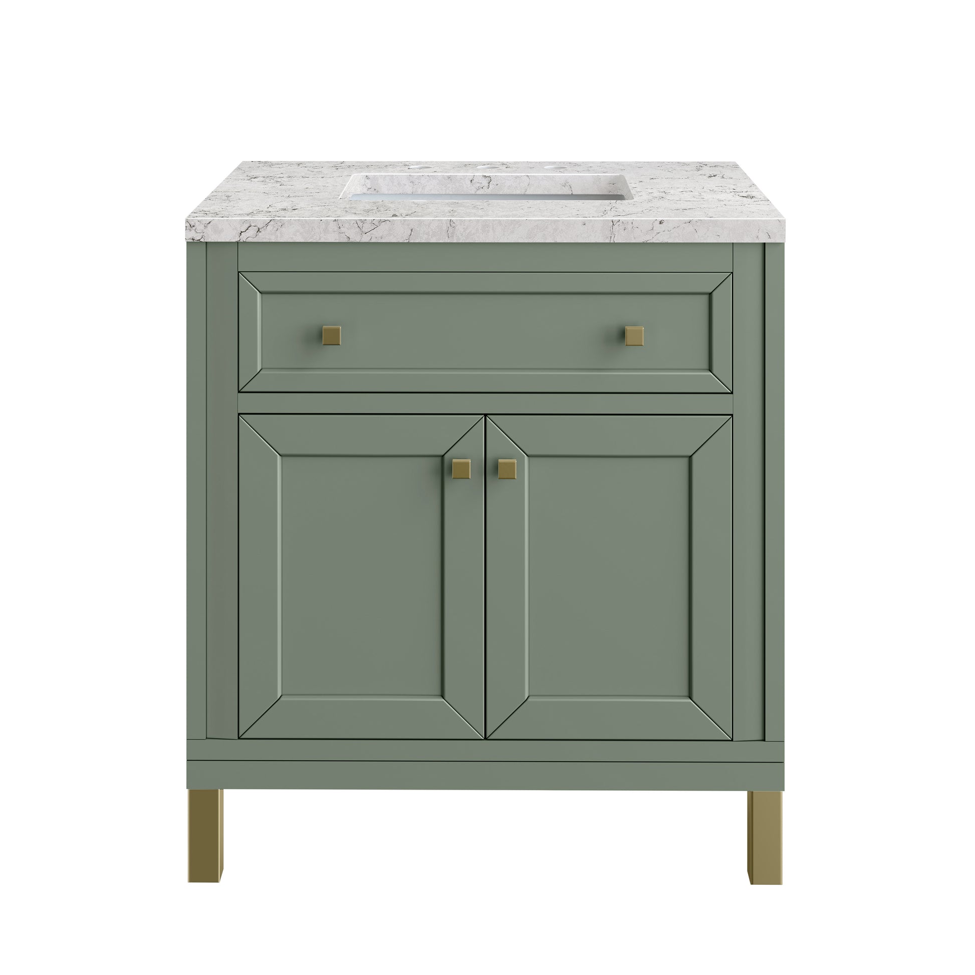 James Martin Vanities Chicago 30" Smokey Celadon Single Vanity With 3cm Eternal Jasmine Pearl Silestone Top