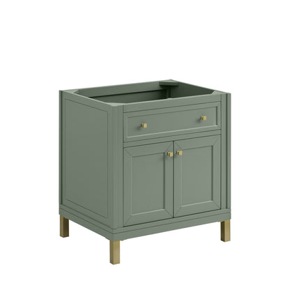 James Martin Vanities Chicago 30" Smokey Celadon Single Vanity With 3cm Eternal Jasmine Pearl Silestone Top