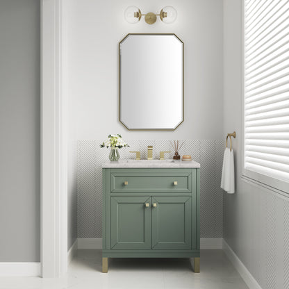 James Martin Vanities Chicago 30" Smokey Celadon Single Vanity With 3cm Eternal Jasmine Pearl Silestone Top