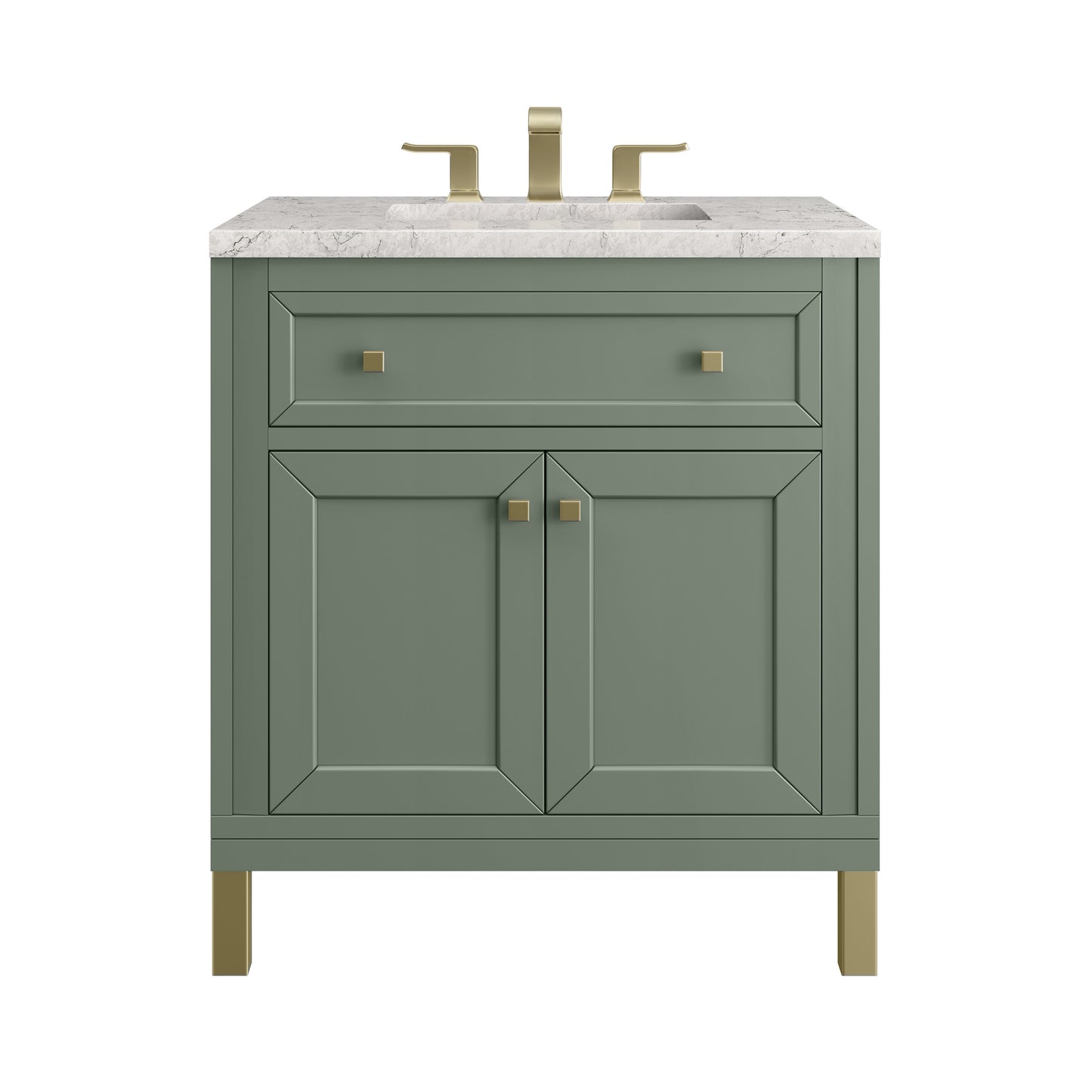 James Martin Vanities Chicago 30" Smokey Celadon Single Vanity With 3cm Eternal Jasmine Pearl Silestone Top