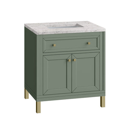 James Martin Vanities Chicago 30" Smokey Celadon Single Vanity With 3cm Eternal Jasmine Pearl Top