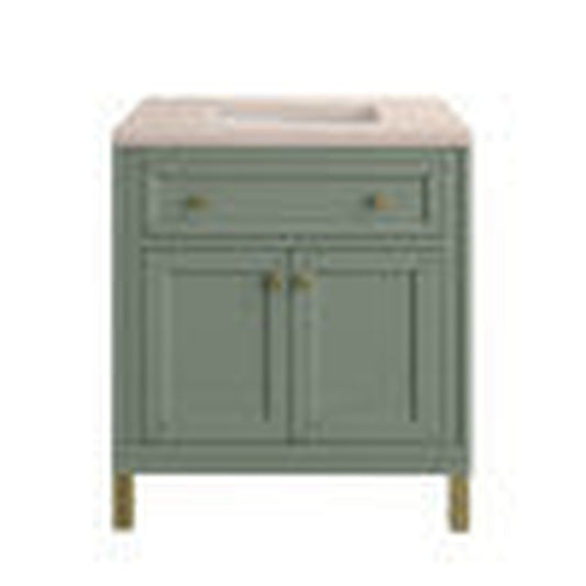 James Martin Vanities Chicago 30" Smokey Celadon Single Vanity With 3cm Eternal Marfil Top