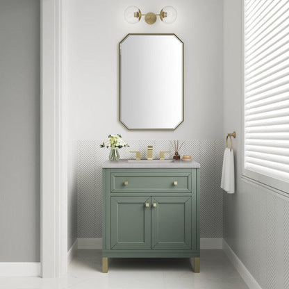 James Martin Vanities Chicago 30" Smokey Celadon Single Vanity With 3cm Eternal Serena Top