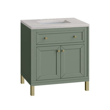 James Martin Vanities Chicago 30" Smokey Celadon Single Vanity With 3cm Eternal Serena Top