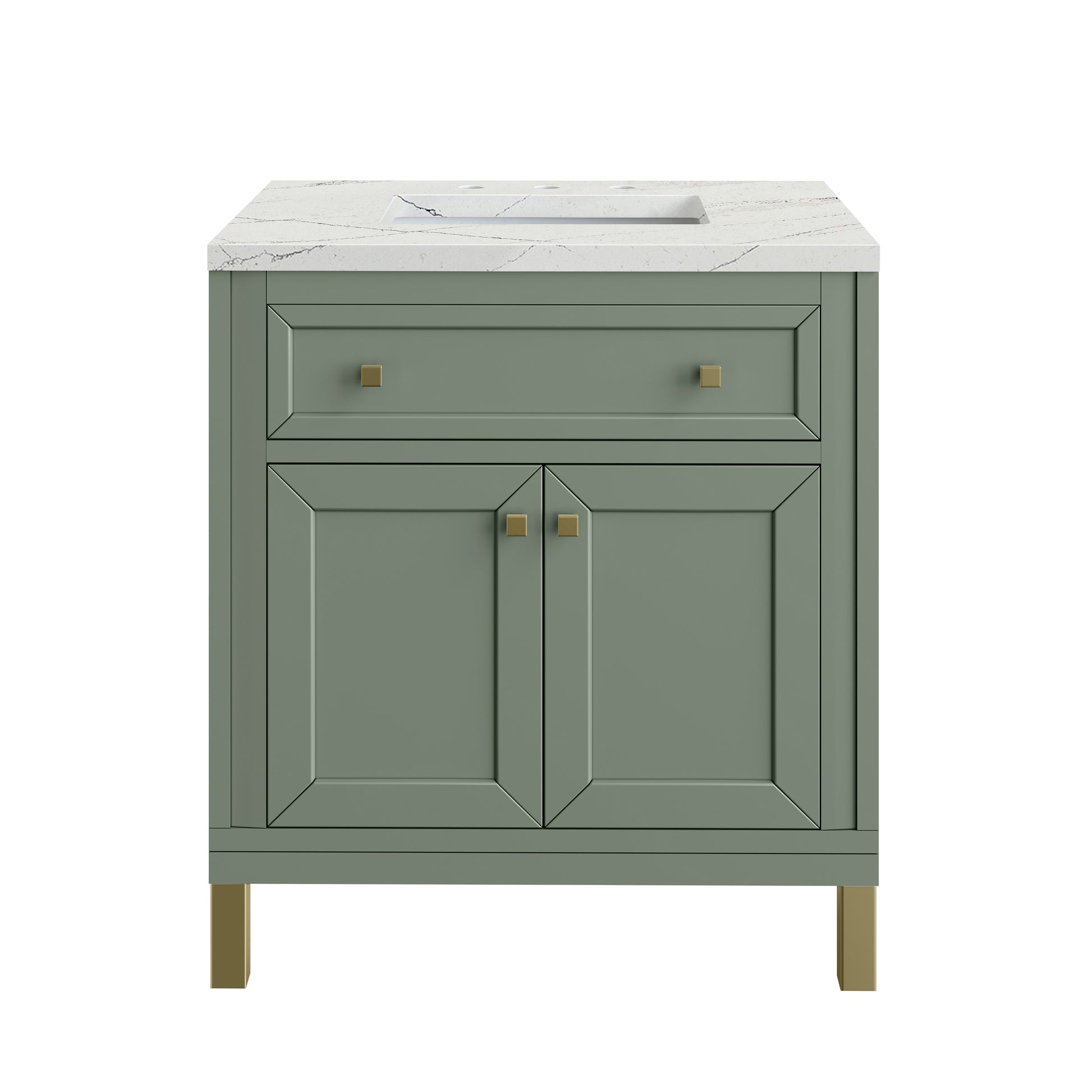 James Martin Vanities Chicago 30" Smokey Celadon Single Vanity With 3cm Ethereal Noctis Silestone Top