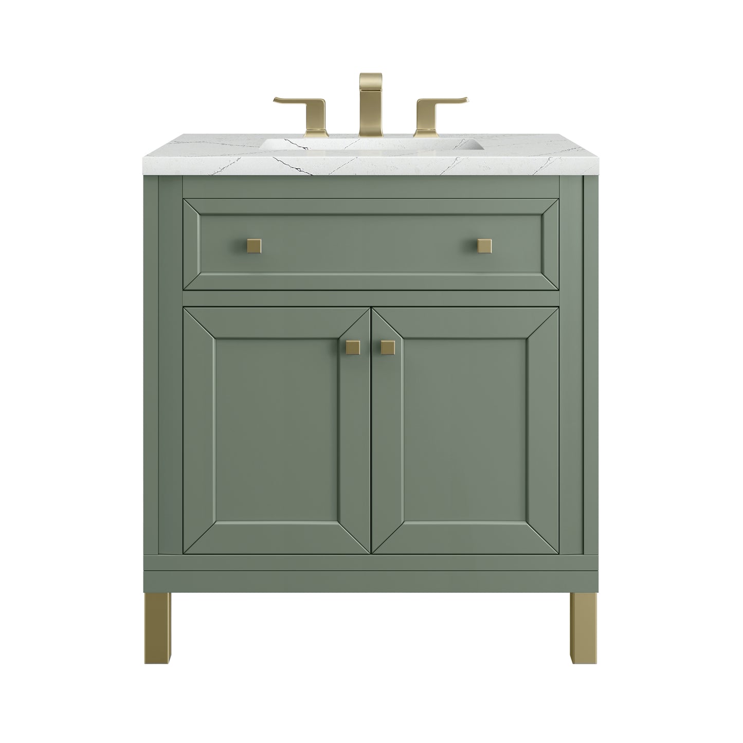 James Martin Vanities Chicago 30" Smokey Celadon Single Vanity With 3cm Ethereal Noctis Silestone Top