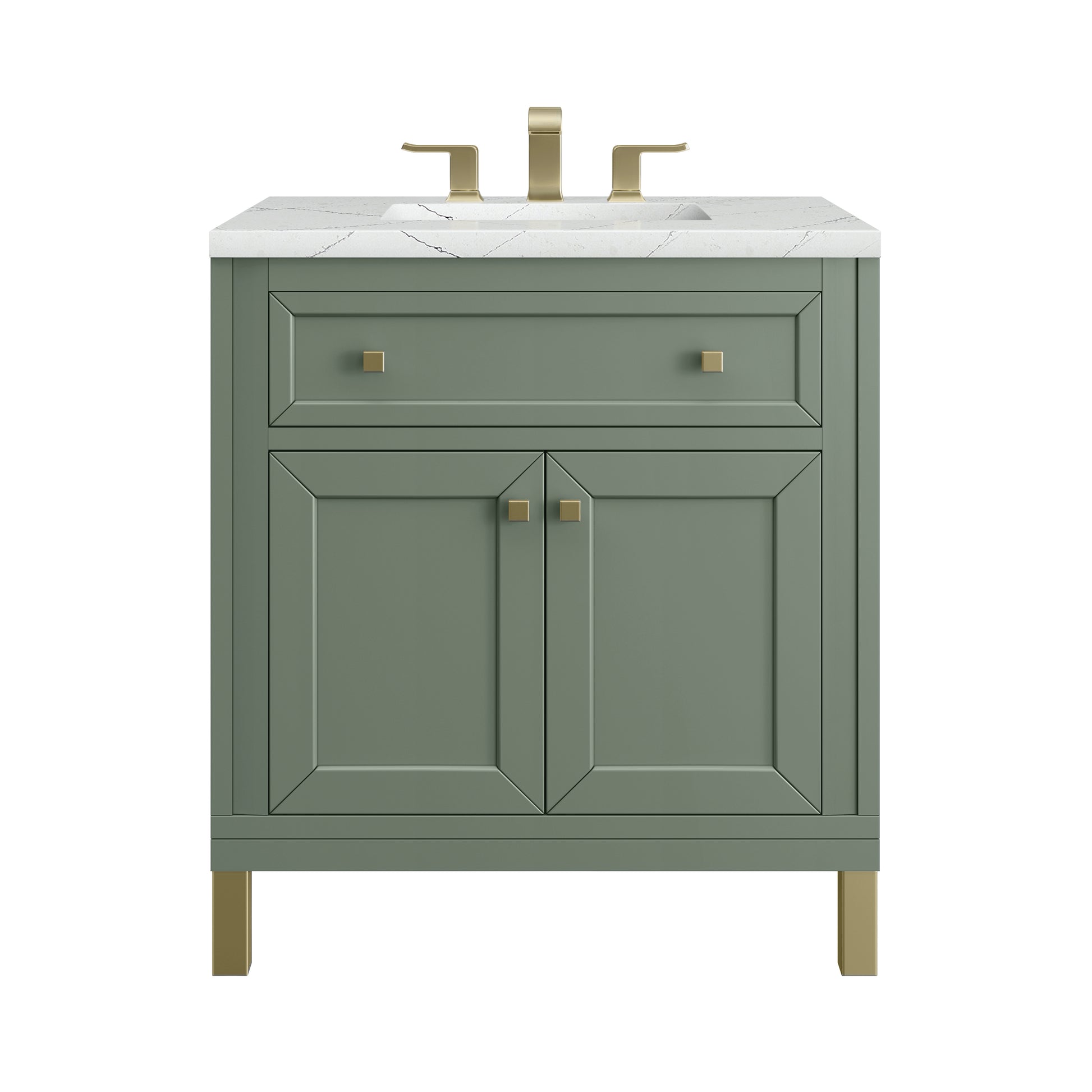 James Martin Vanities Chicago 30" Smokey Celadon Single Vanity With 3cm Ethereal Noctis Silestone Top