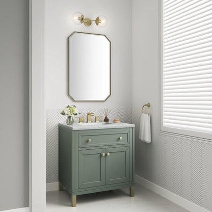 James Martin Vanities Chicago 30" Smokey Celadon Single Vanity With 3cm Ethereal Noctis Top