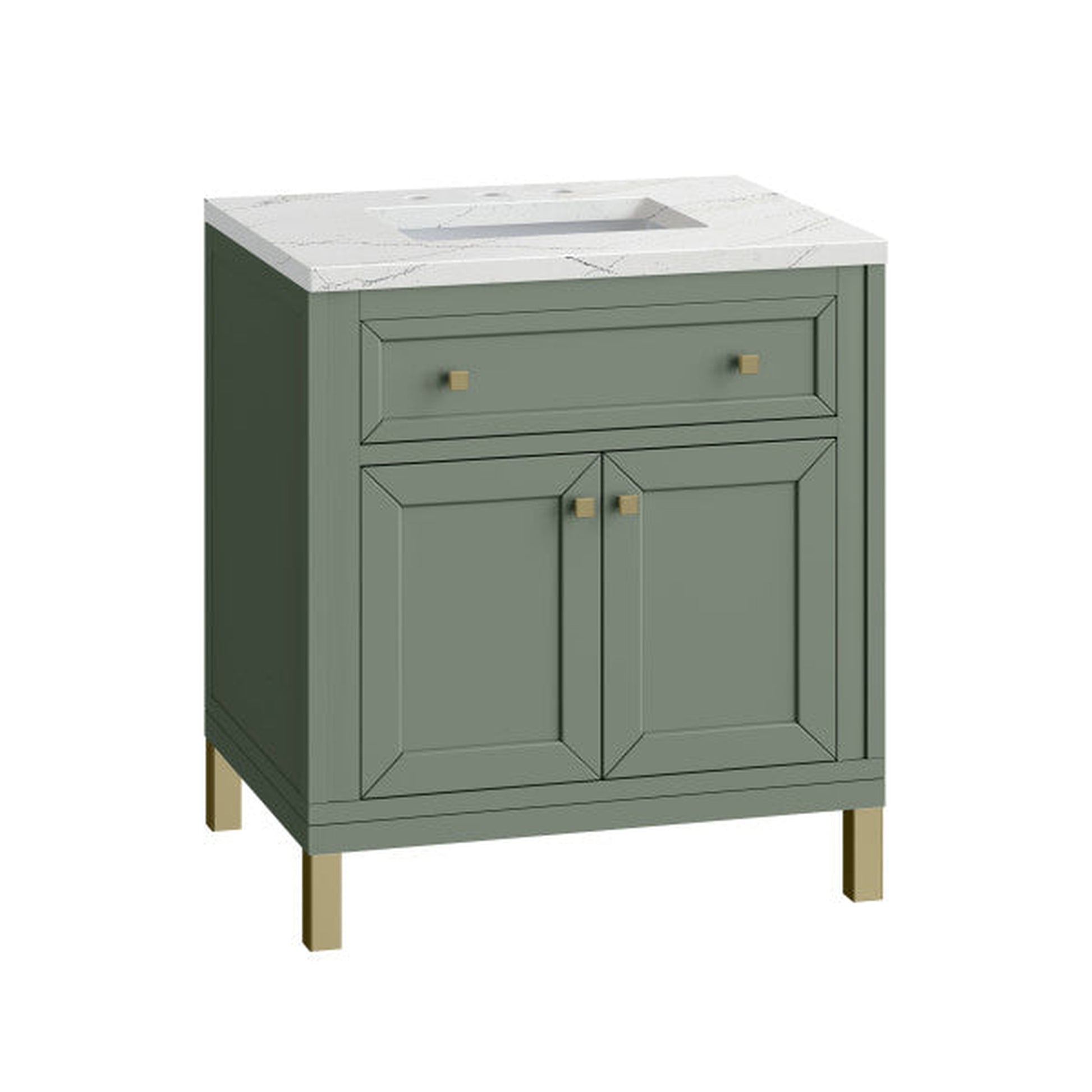 James Martin Vanities Chicago 30" Smokey Celadon Single Vanity With 3cm Ethereal Noctis Top