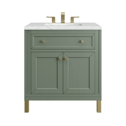 James Martin Vanities Chicago 30" Smokey Celadon Single Vanity With 3cm Ethereal Noctis Top