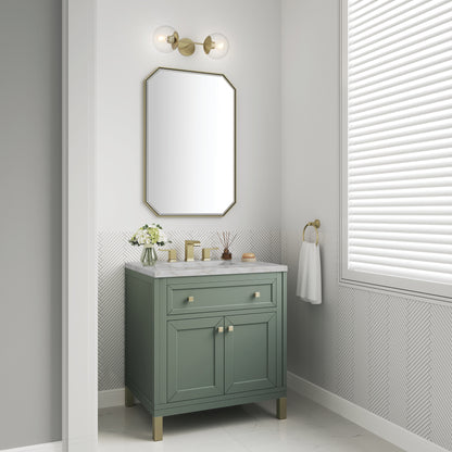 James Martin Vanities Chicago 30" Smokey Celadon Single Vanity With 3cm Victorian Silver Silestone Top