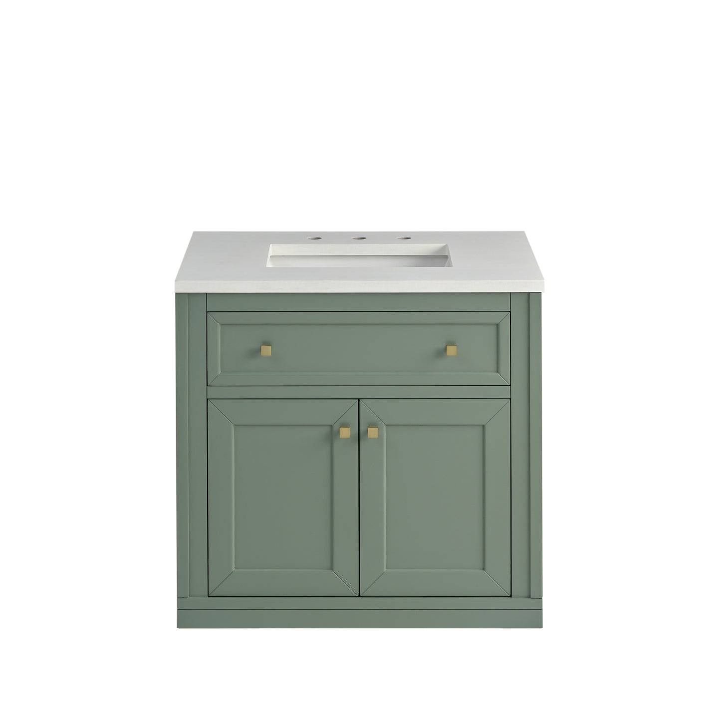 James Martin Vanities Chicago 30" Smokey Celadon Single Vanity With 3cm White Zeus Silestone Top