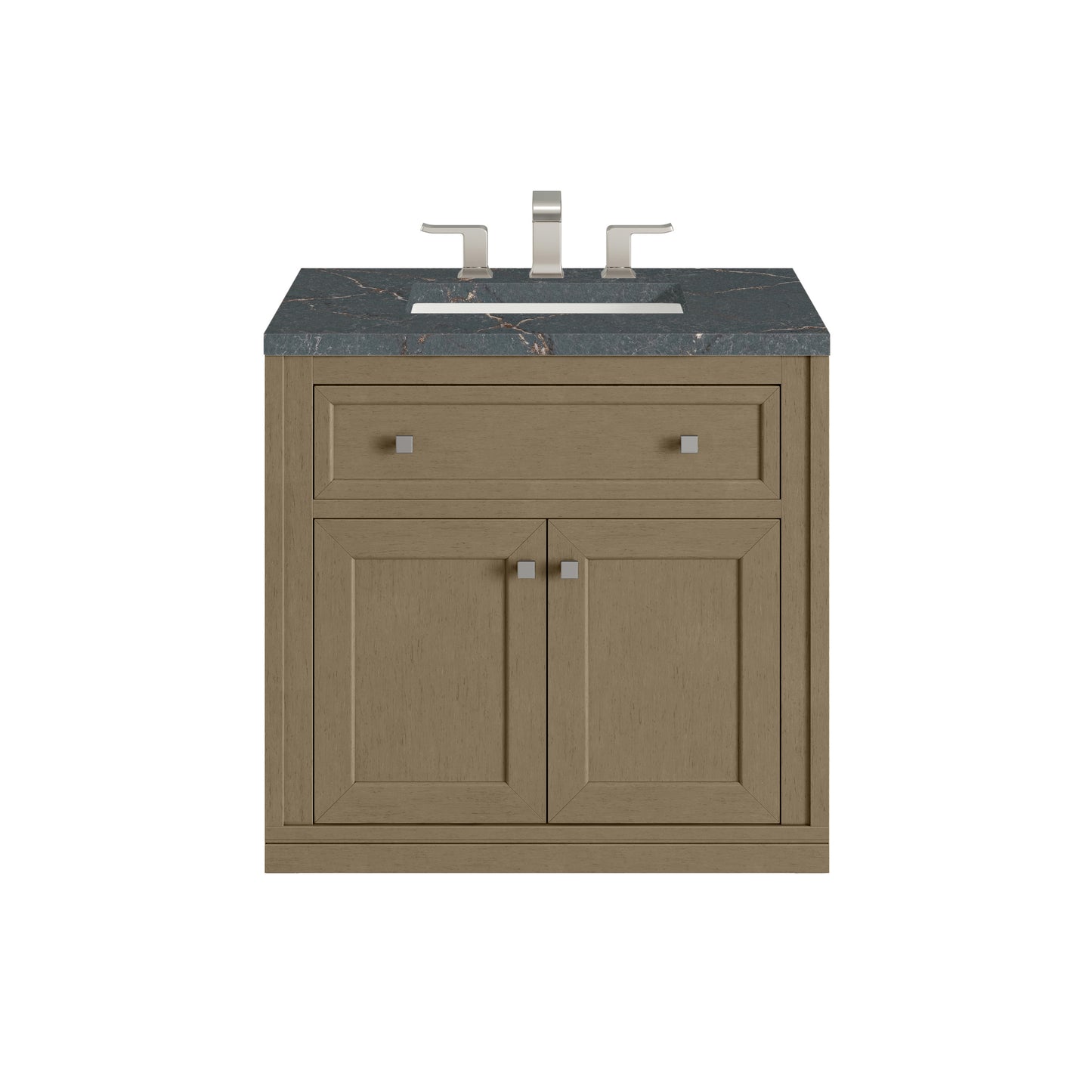 James Martin Vanities Chicago 30" Walnut Whisper Single Vanity With 3 cm Parisien Bleu Silestone Top