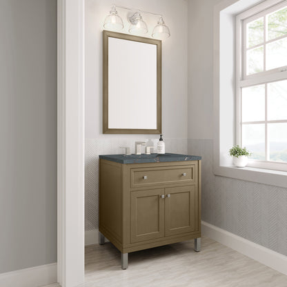 James Martin Vanities Chicago 30" Walnut Whisper Single Vanity With 3 cm Parisien Bleu Silestone Top