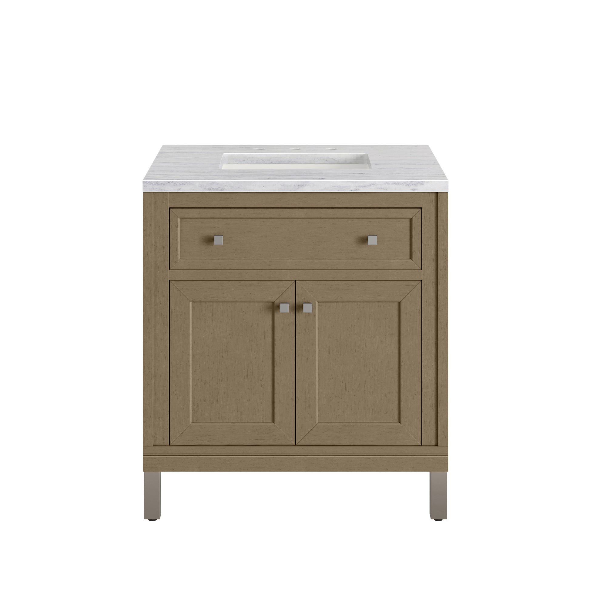 James Martin Vanities Chicago 30" Walnut Whisper Single Vanity With 3cm Arctic Fall Solid Surface Top
