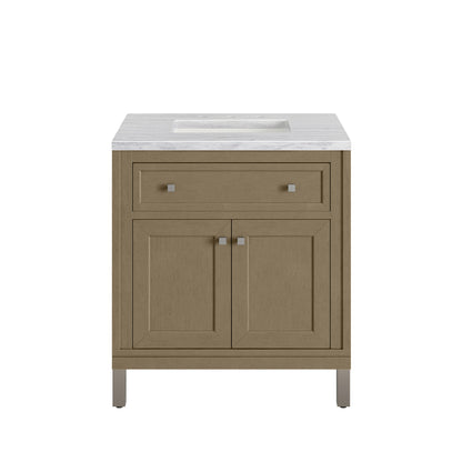James Martin Vanities Chicago 30" Walnut Whisper Single Vanity With 3cm Arctic Fall Solid Surface Top