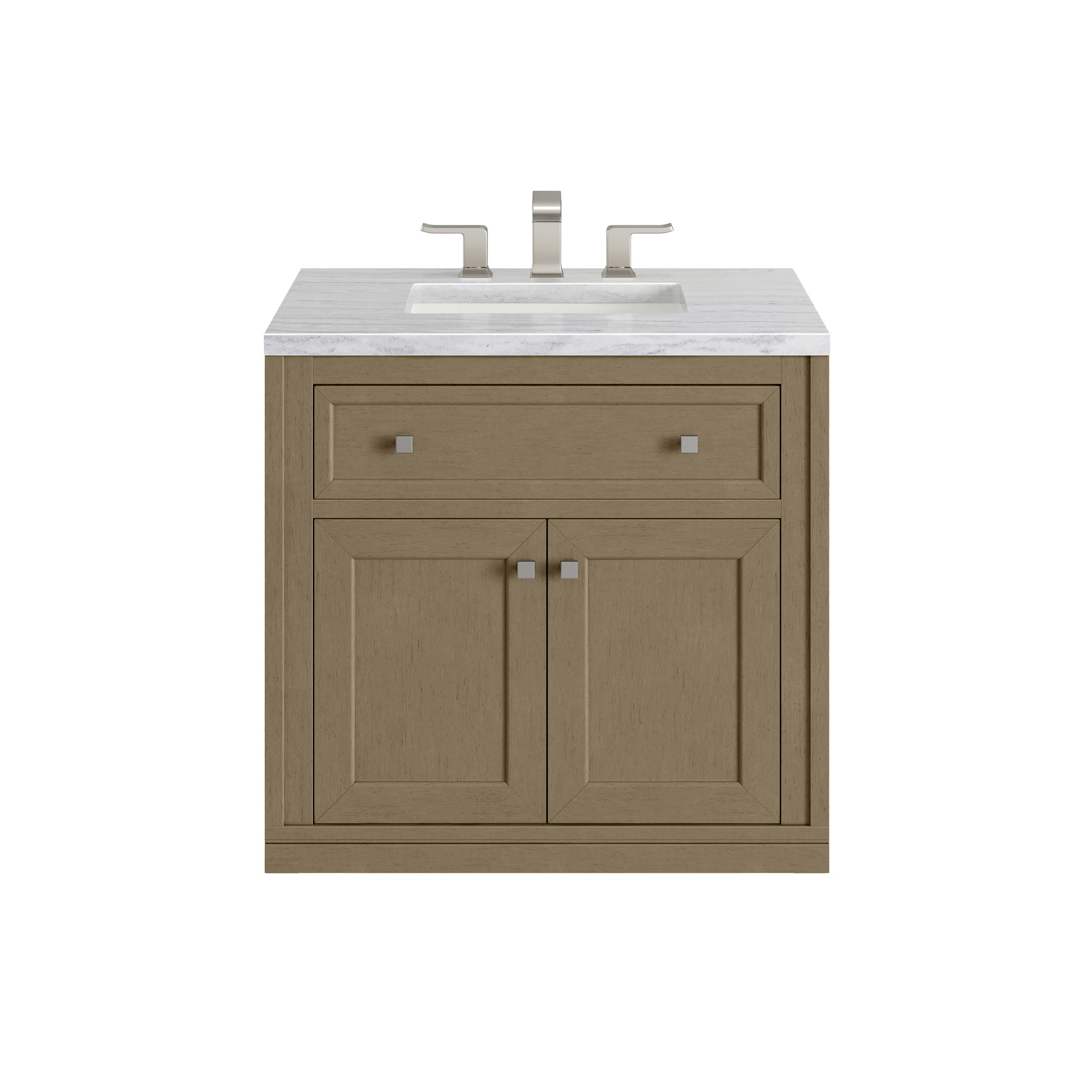 James Martin Vanities Chicago 30" Walnut Whisper Single Vanity With 3cm Arctic Fall Solid Surface Top