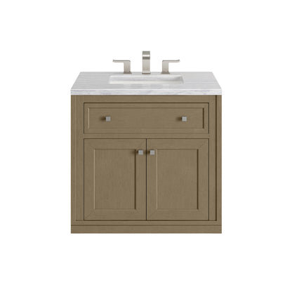 James Martin Vanities Chicago 30" Walnut Whisper Single Vanity With 3cm Arctic Fall Solid Surface Top