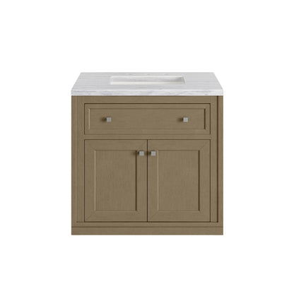 James Martin Vanities Chicago 30" Walnut Whisper Single Vanity With 3cm Arctic Fall Solid Surface Top
