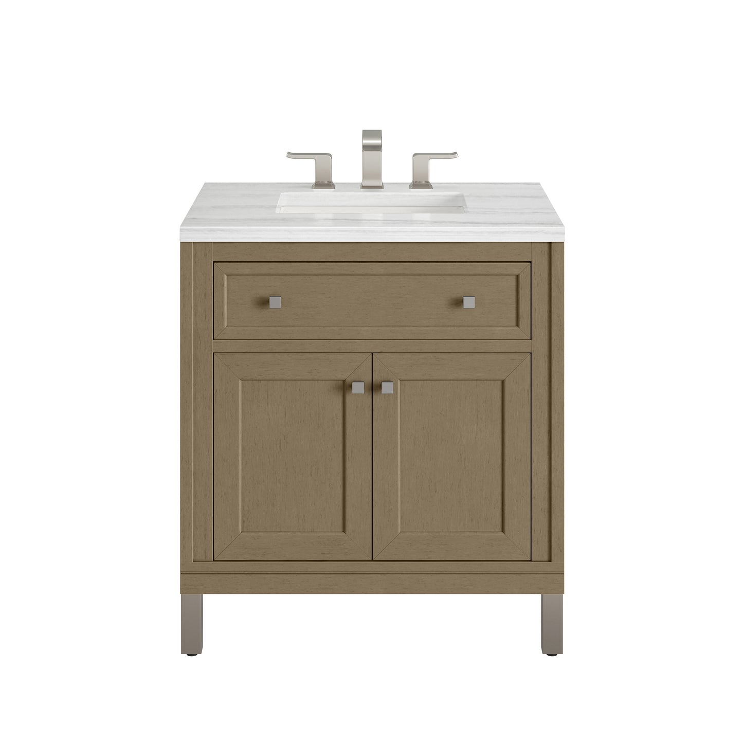James Martin Vanities Chicago 30" Walnut Whisper Single Vanity With 3cm Arctic Fall Solid Surface Top
