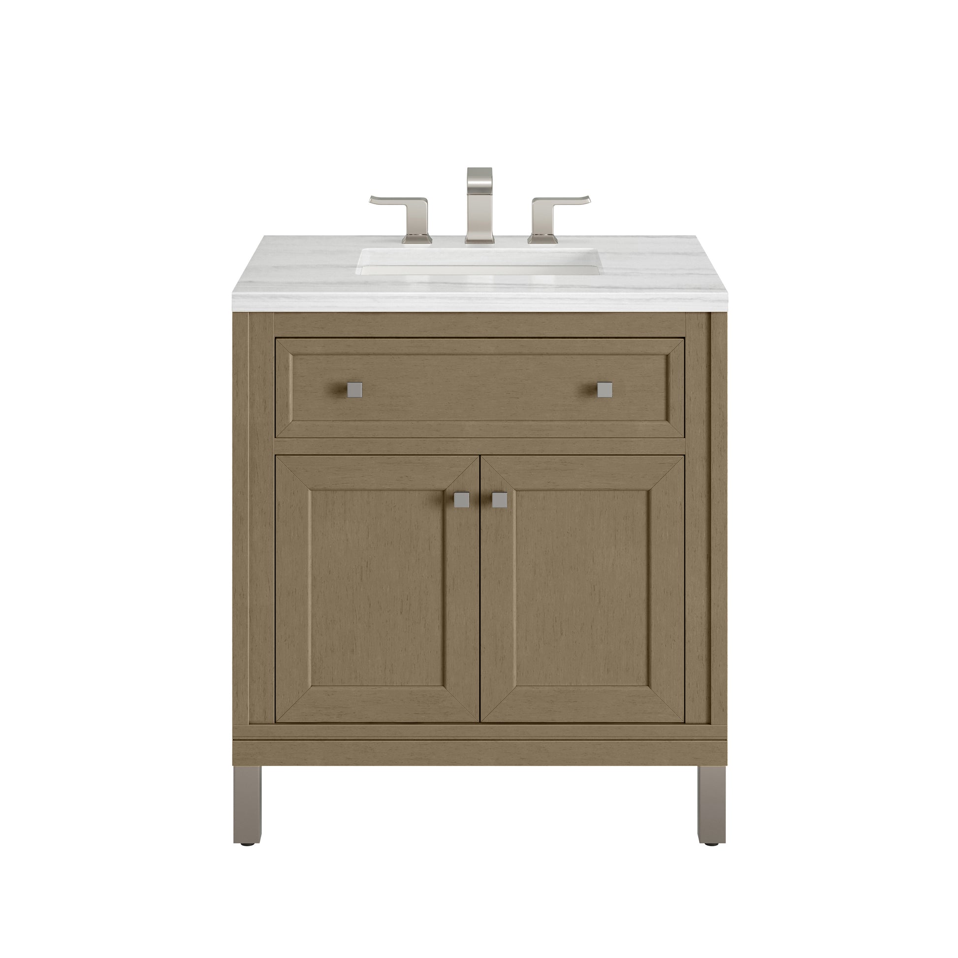 James Martin Vanities Chicago 30" Walnut Whisper Single Vanity With 3cm Arctic Fall Solid Surface Top
