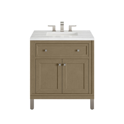 James Martin Vanities Chicago 30" Walnut Whisper Single Vanity With 3cm Arctic Fall Solid Surface Top