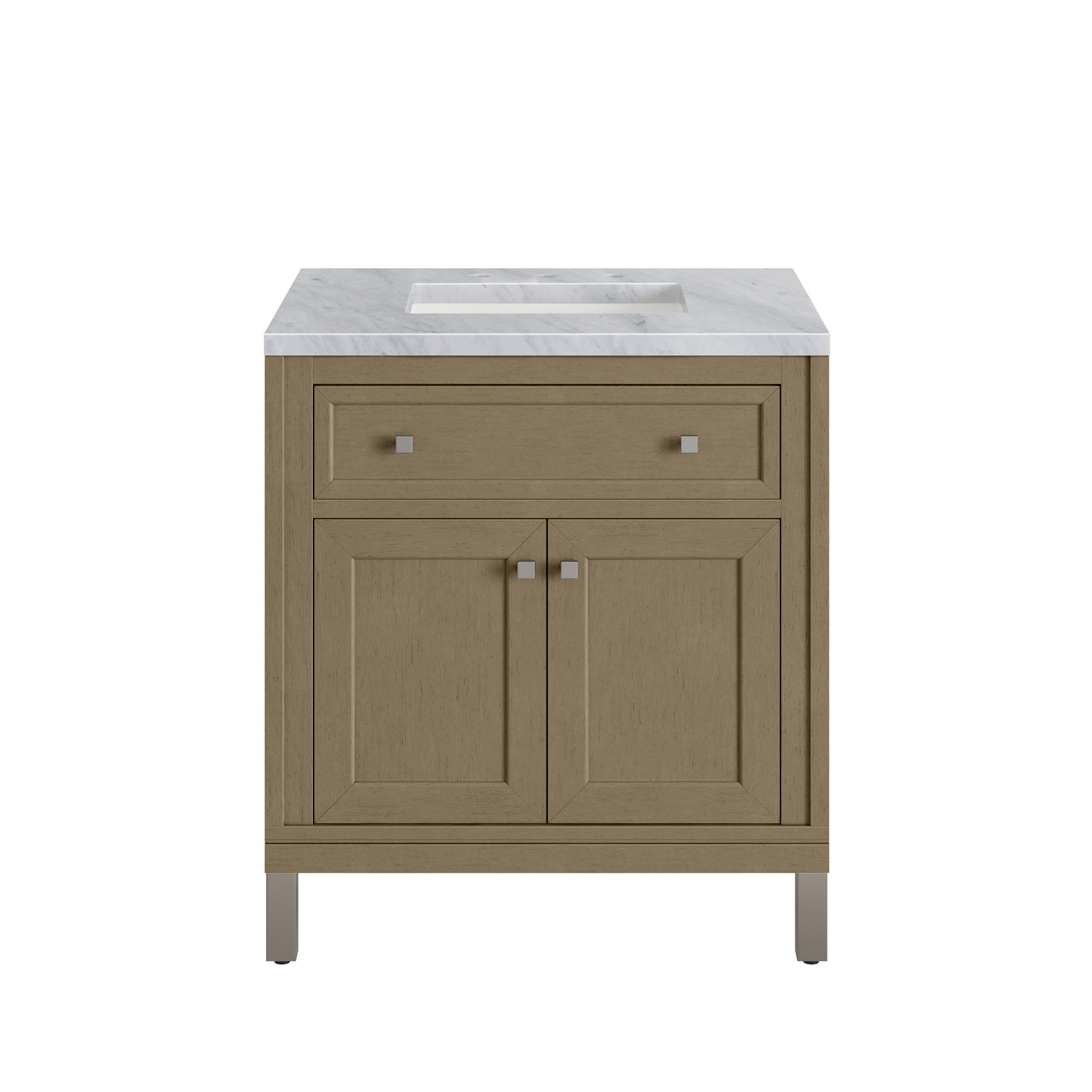 James Martin Vanities Chicago 30" Walnut Whisper Single Vanity With 3cm Carrara Marble Top