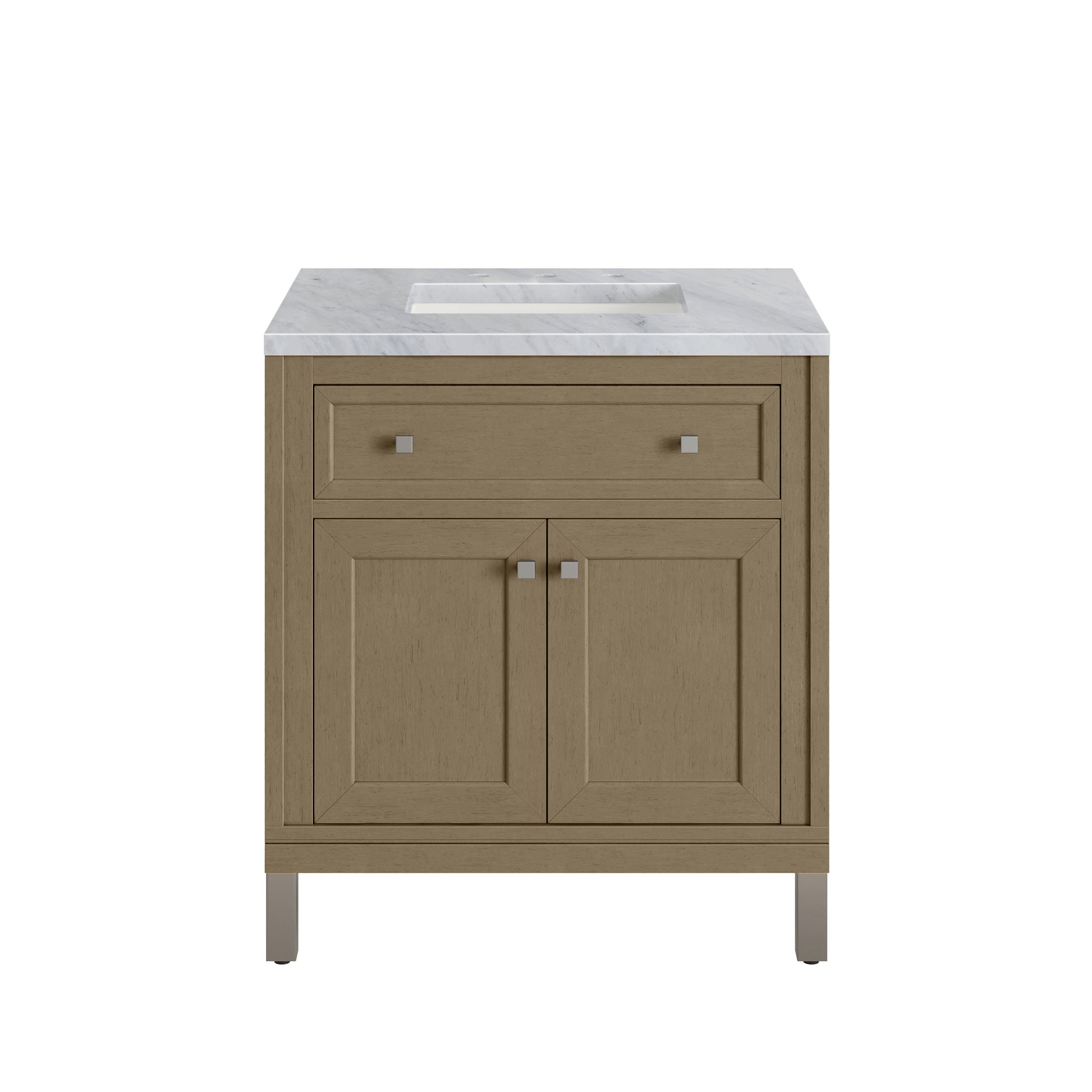 James Martin Vanities Chicago 30" Walnut Whisper Single Vanity With 3cm Carrara Marble Top