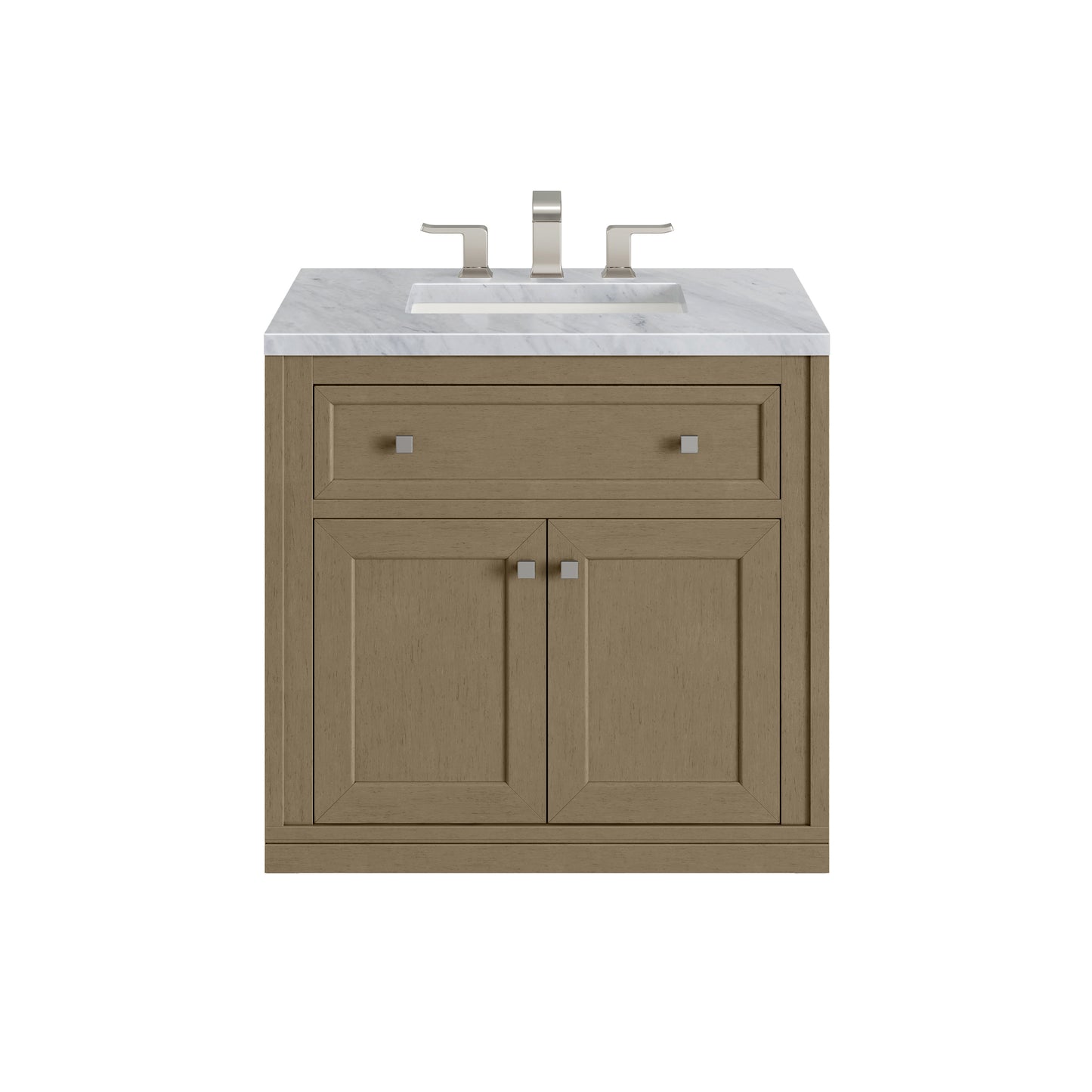 James Martin Vanities Chicago 30" Walnut Whisper Single Vanity With 3cm Carrara Marble Top