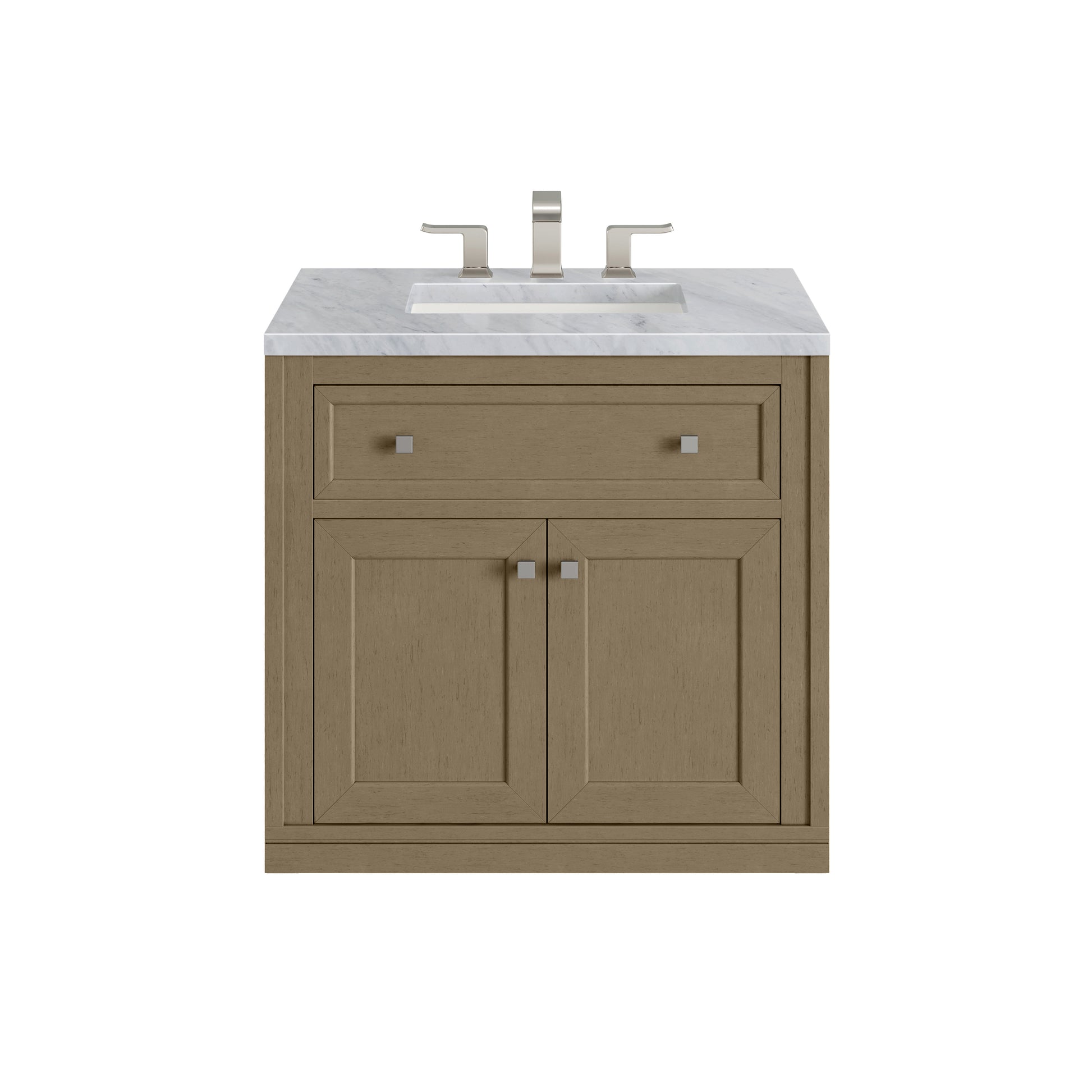 James Martin Vanities Chicago 30" Walnut Whisper Single Vanity With 3cm Carrara Marble Top
