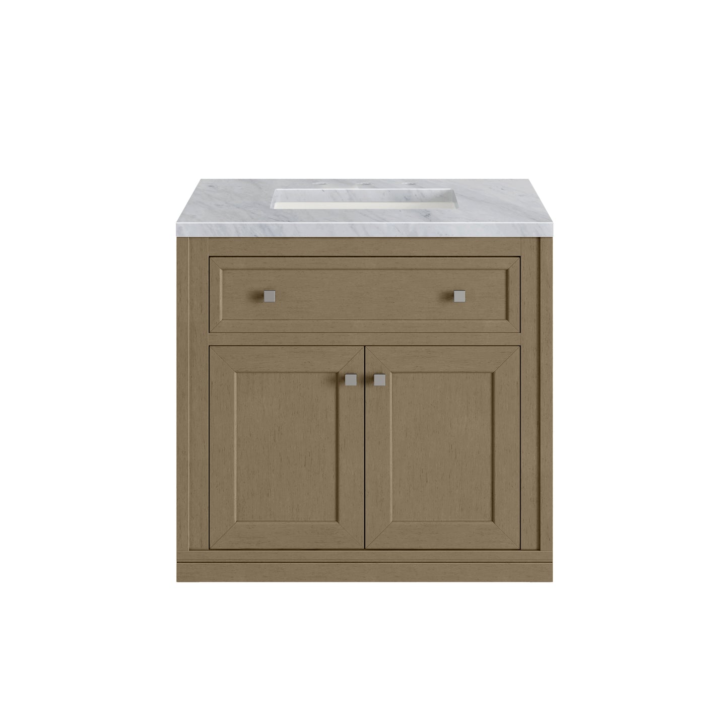 James Martin Vanities Chicago 30" Walnut Whisper Single Vanity With 3cm Carrara Marble Top