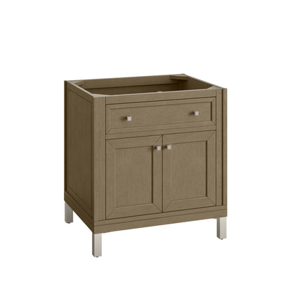 James Martin Vanities Chicago 30" Walnut Whisper Single Vanity With 3cm Carrara Marble Top