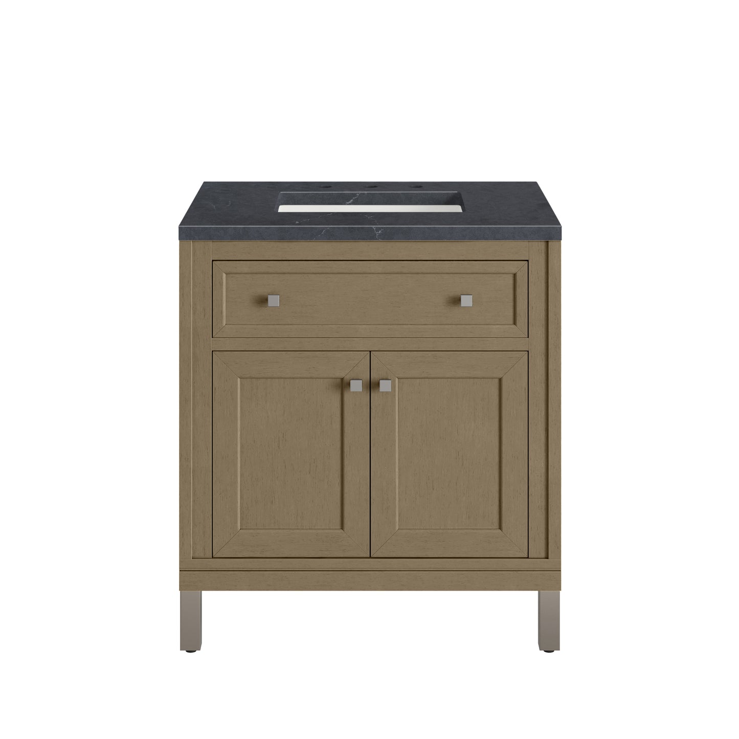 James Martin Vanities Chicago 30" Walnut Whisper Single Vanity With 3cm Charcoal Soapstone Silestone Top