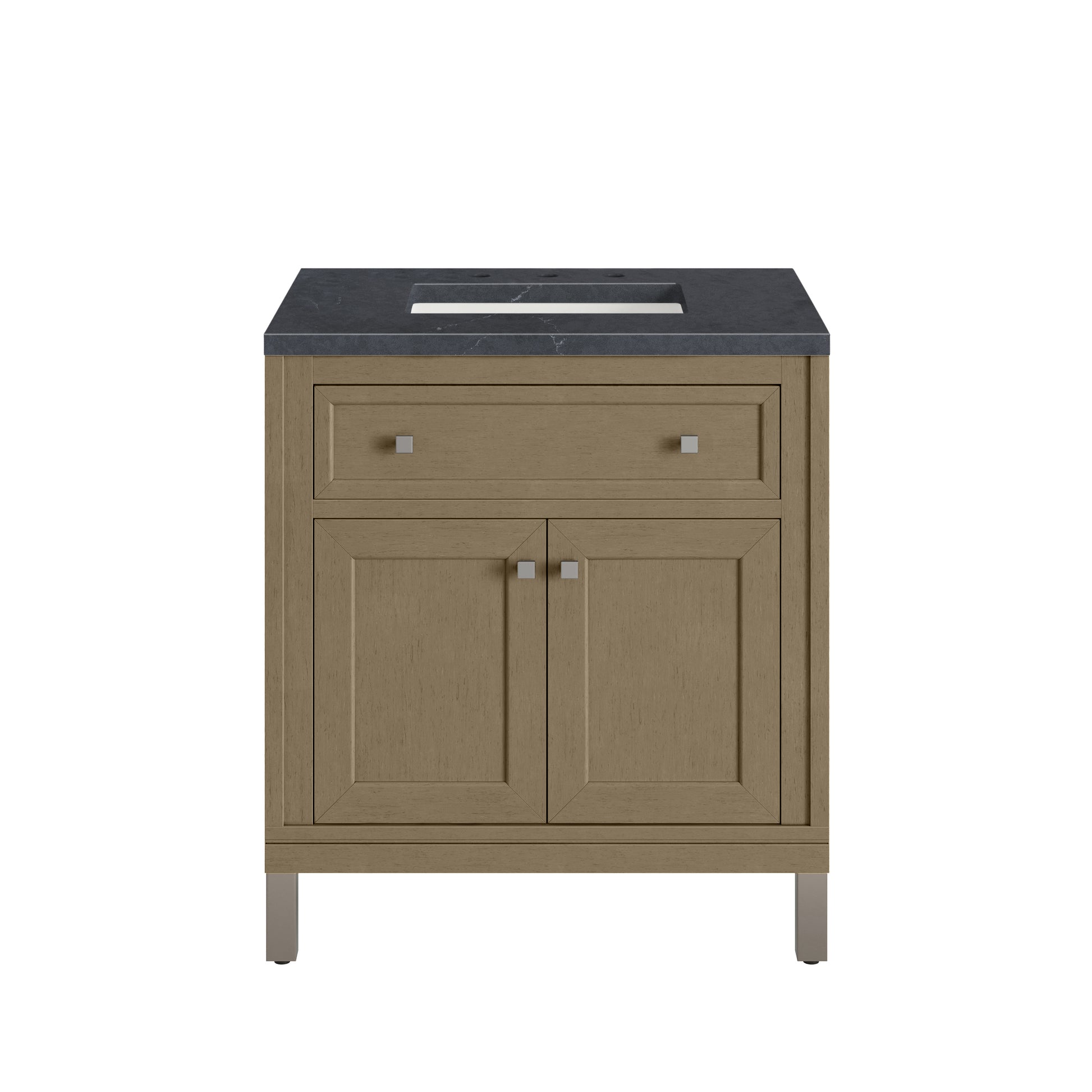 James Martin Vanities Chicago 30" Walnut Whisper Single Vanity With 3cm Charcoal Soapstone Silestone Top