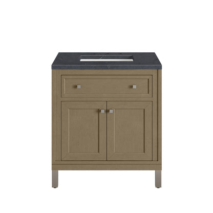 James Martin Vanities Chicago 30" Walnut Whisper Single Vanity With 3cm Charcoal Soapstone Silestone Top