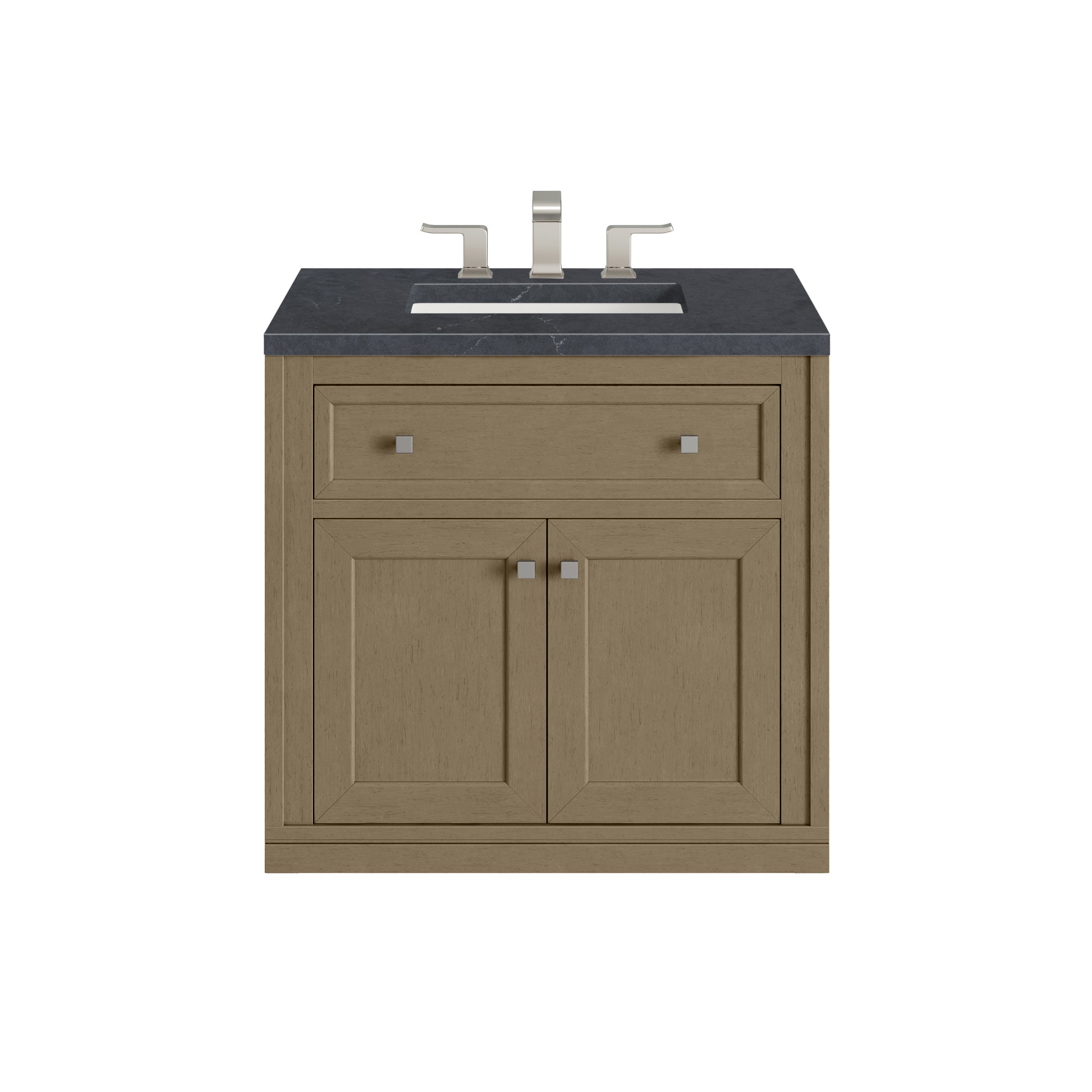 James Martin Vanities Chicago 30" Walnut Whisper Single Vanity With 3cm Charcoal Soapstone Silestone Top