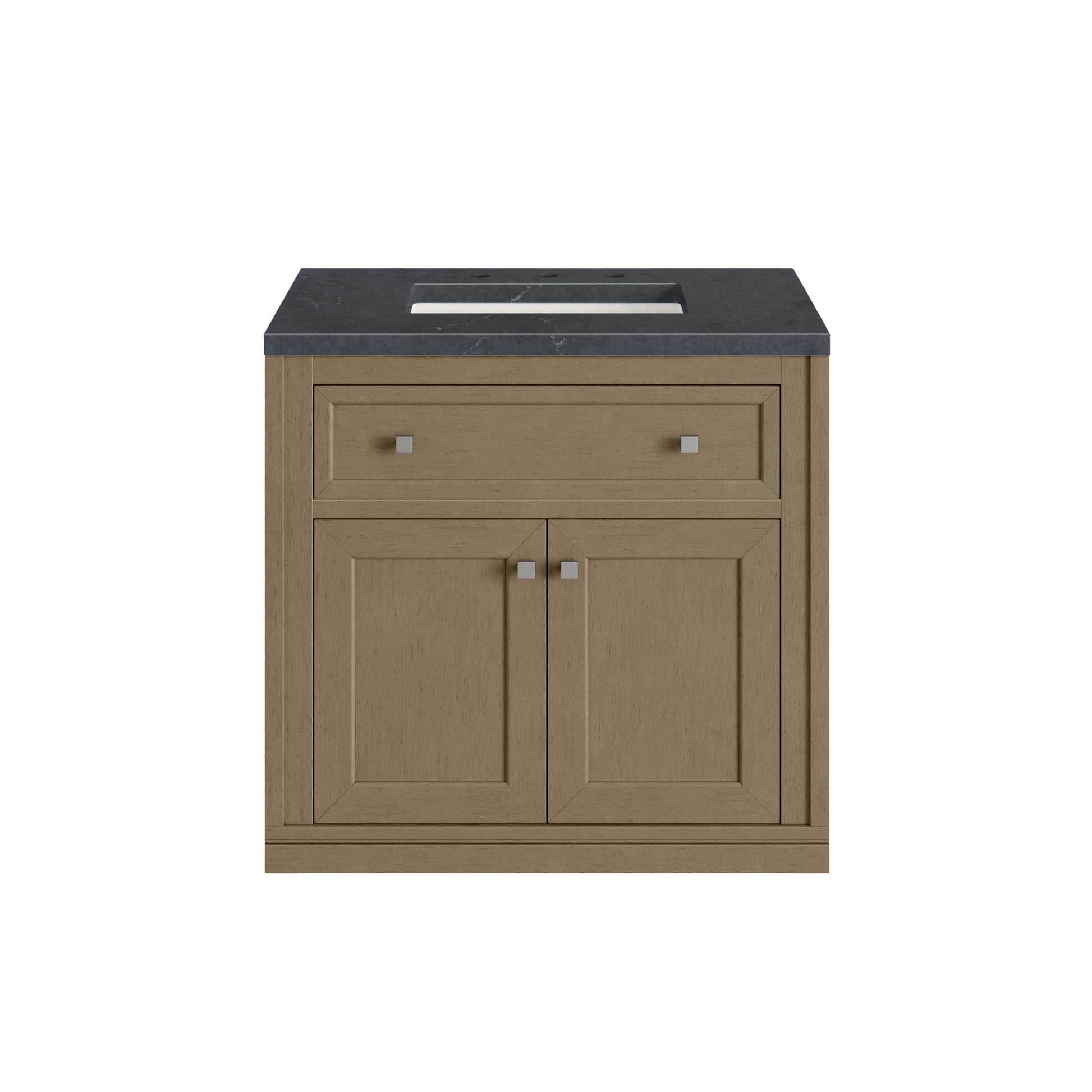 James Martin Vanities Chicago 30" Walnut Whisper Single Vanity With 3cm Charcoal Soapstone Silestone Top