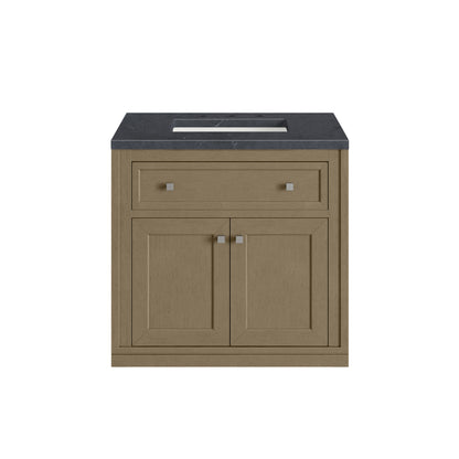 James Martin Vanities Chicago 30" Walnut Whisper Single Vanity With 3cm Charcoal Soapstone Silestone Top