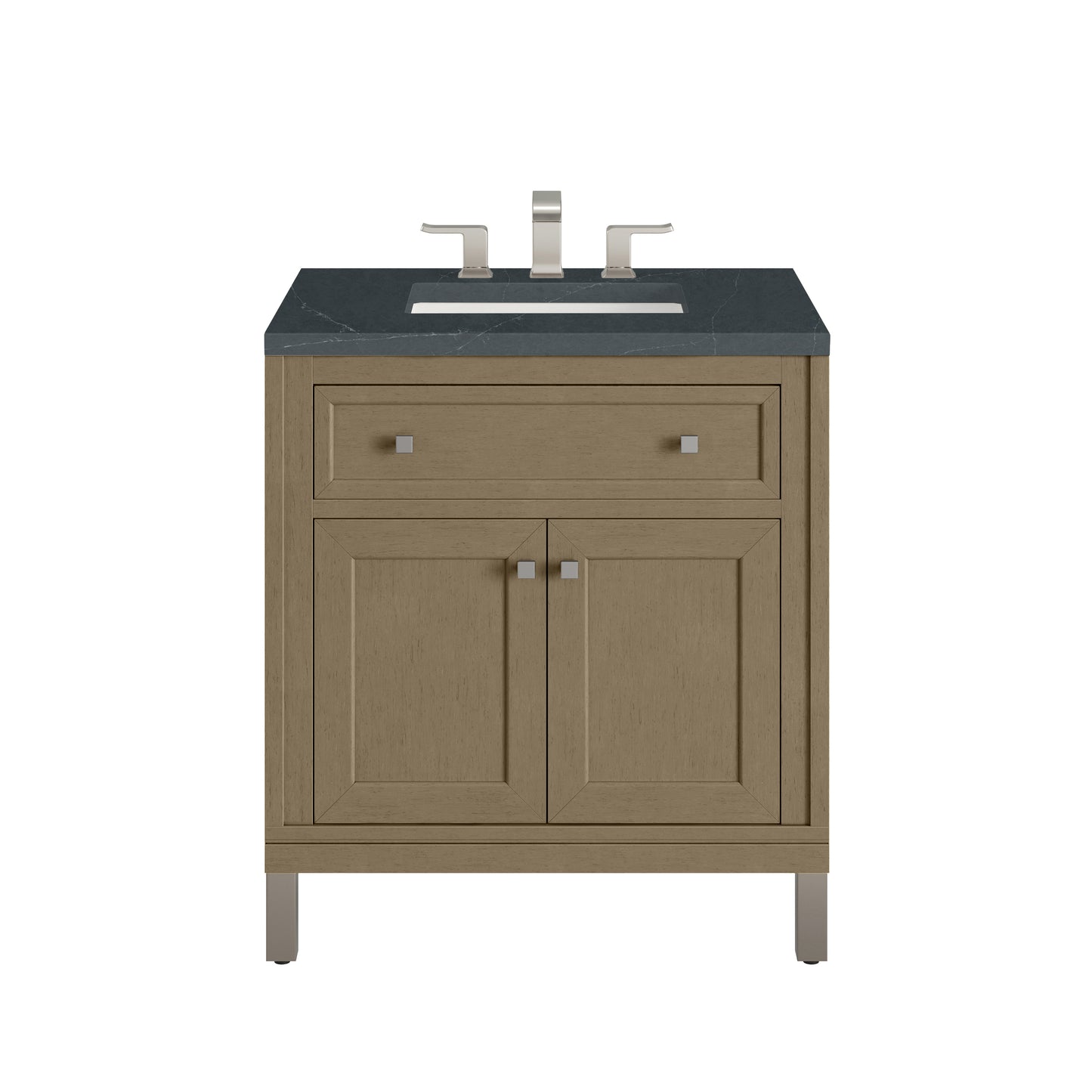 James Martin Vanities Chicago 30" Walnut Whisper Single Vanity With 3cm Charcoal Soapstone Silestone Top