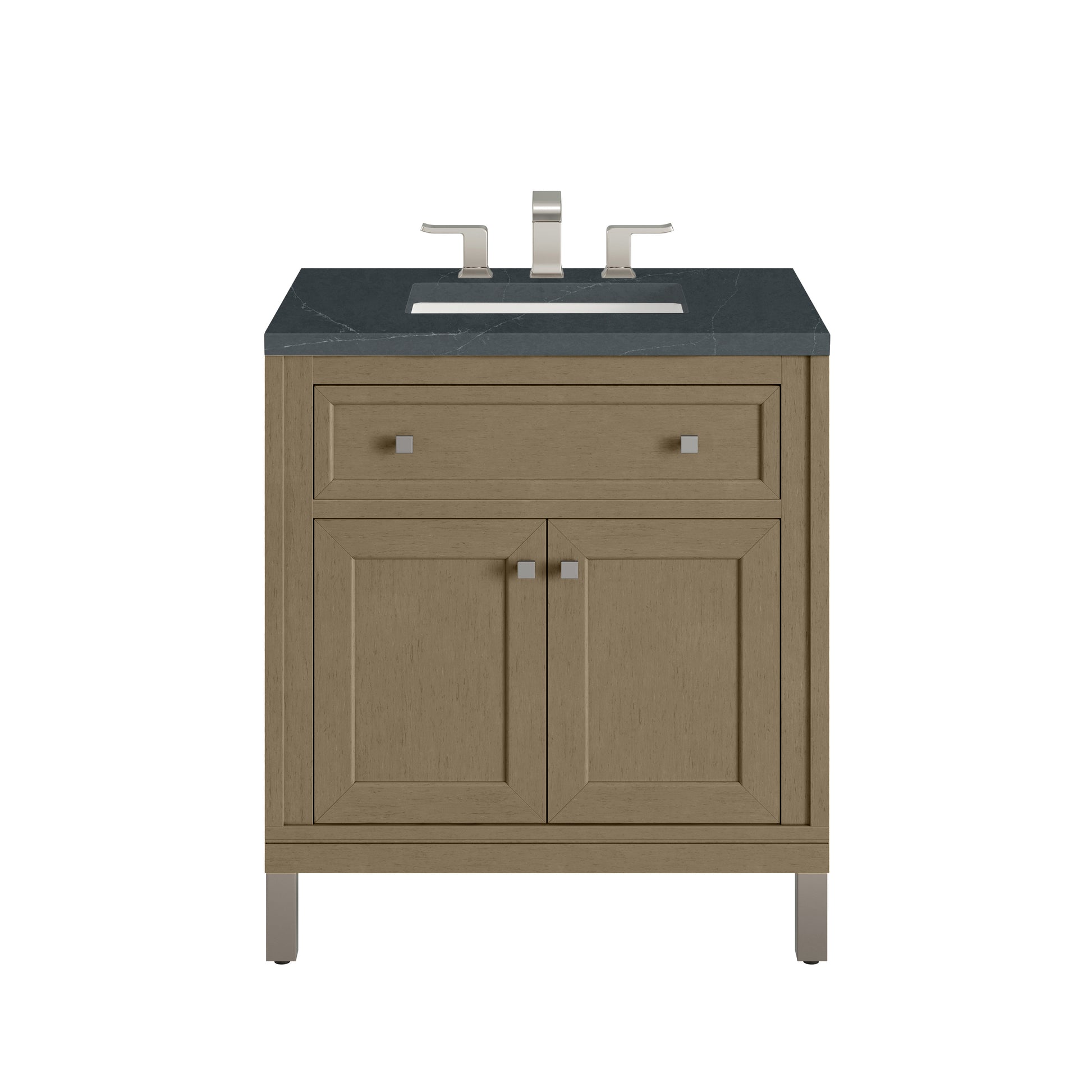 James Martin Vanities Chicago 30" Walnut Whisper Single Vanity With 3cm Charcoal Soapstone Silestone Top