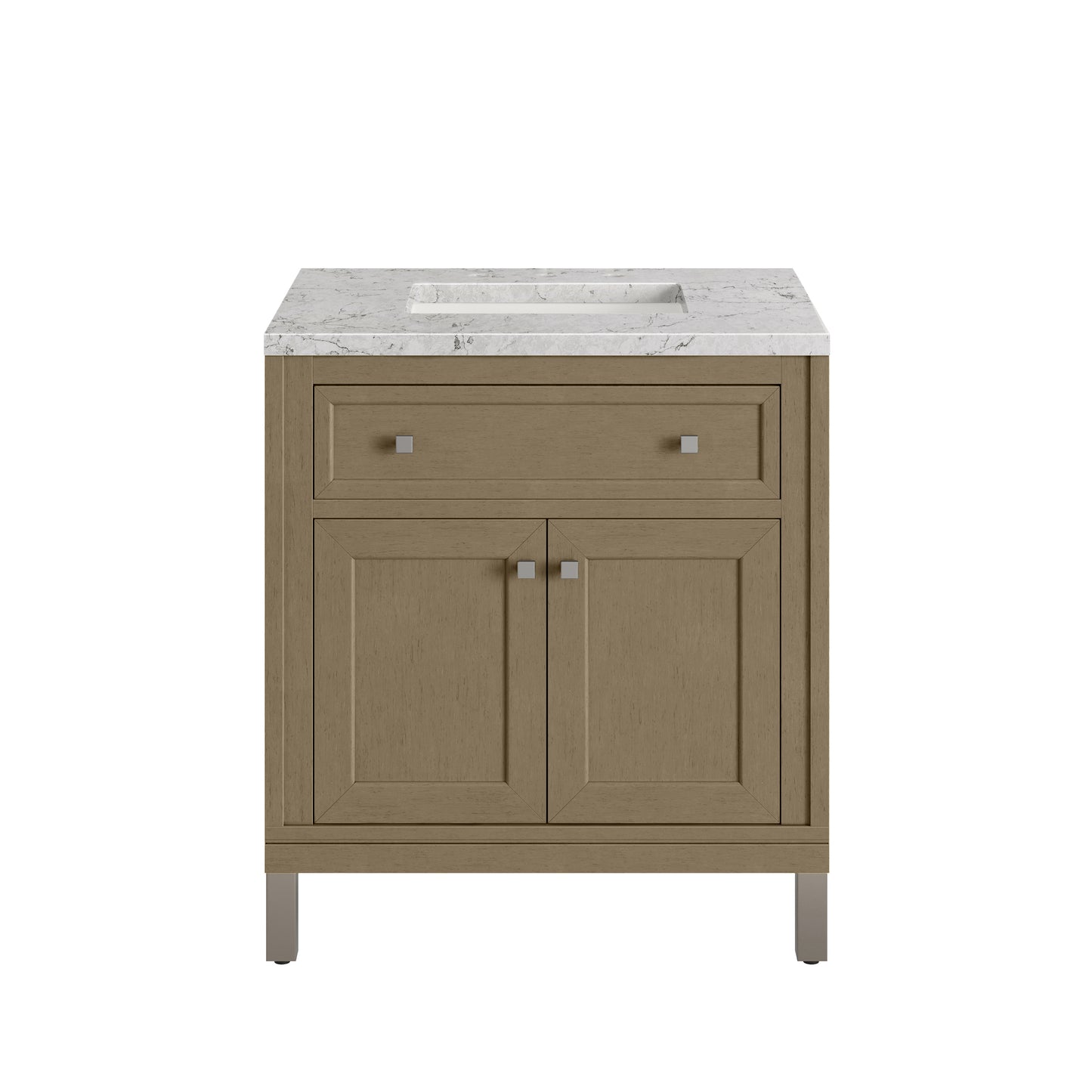 James Martin Vanities Chicago 30" Walnut Whisper Single Vanity With 3cm Eternal Jasmine Pearl Silestone Top