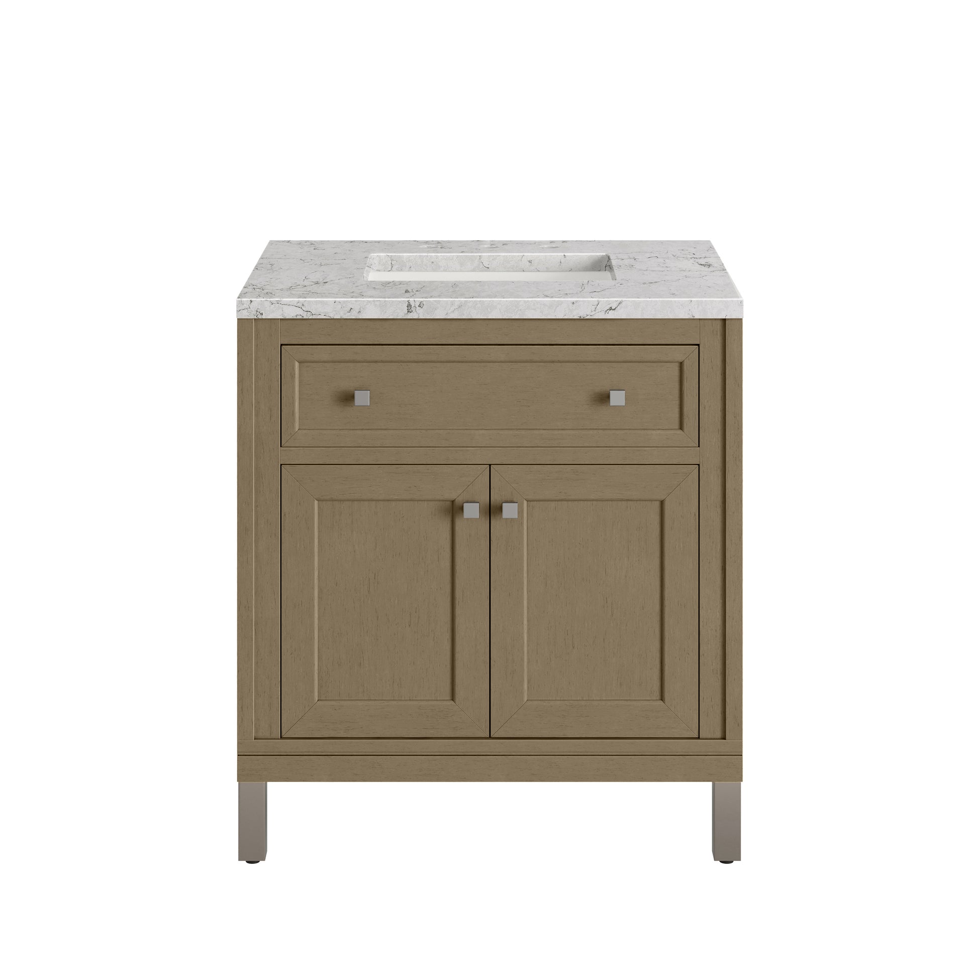 James Martin Vanities Chicago 30" Walnut Whisper Single Vanity With 3cm Eternal Jasmine Pearl Silestone Top