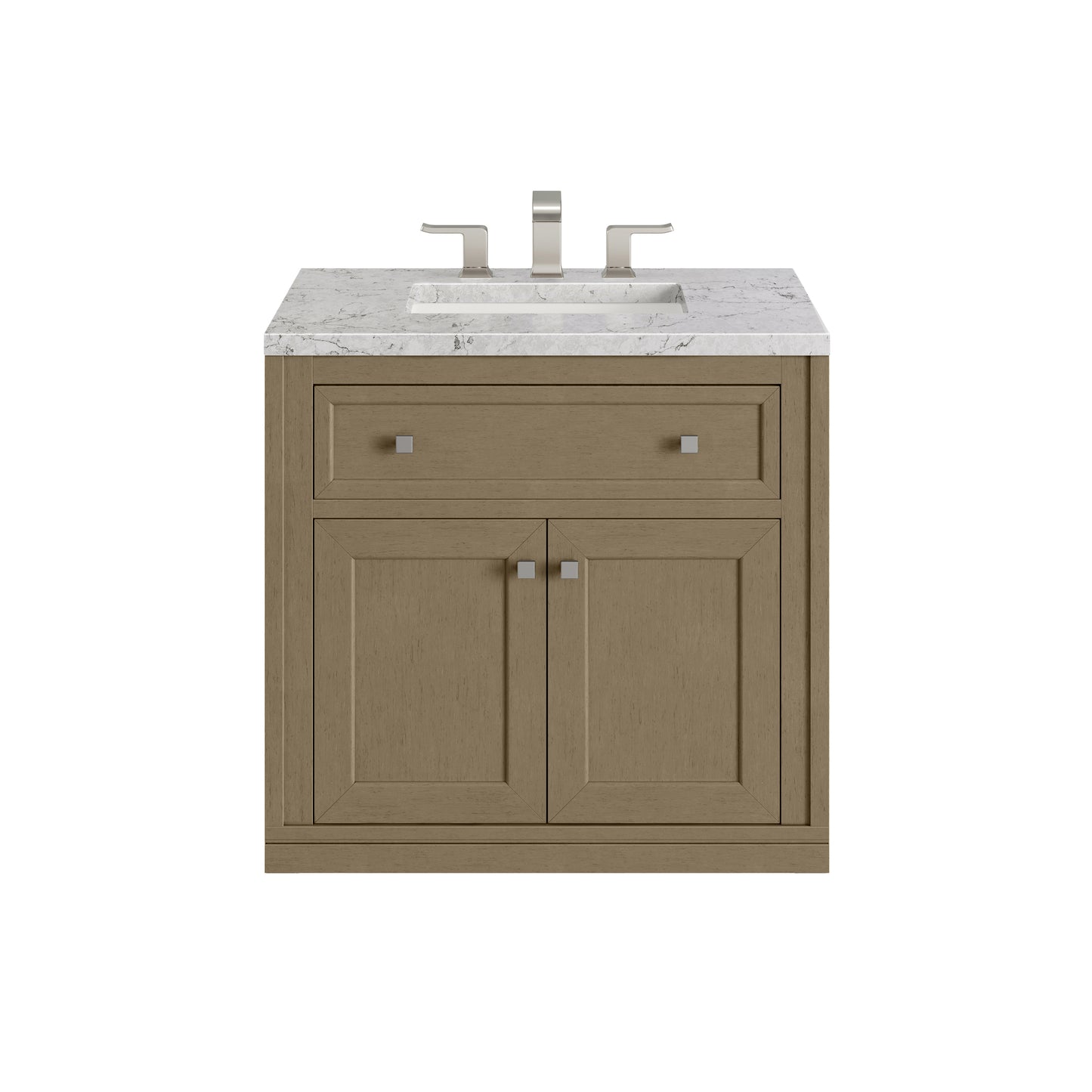 James Martin Vanities Chicago 30" Walnut Whisper Single Vanity With 3cm Eternal Jasmine Pearl Silestone Top