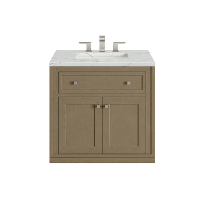 James Martin Vanities Chicago 30" Walnut Whisper Single Vanity With 3cm Ethereal Noctis Silestone Top