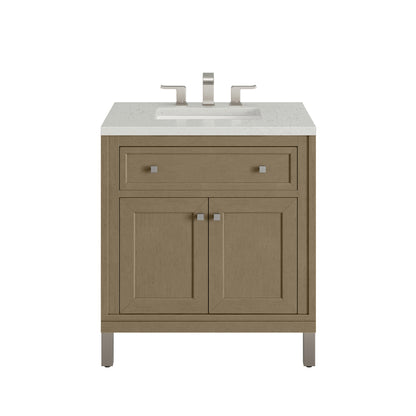 James Martin Vanities Chicago 30" Walnut Whisper Single Vanity With 3cm Lime Delight Silestone Top