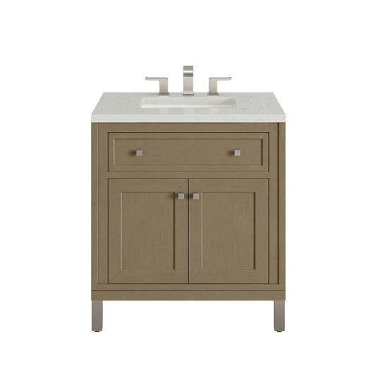 James Martin Vanities Chicago 30" Walnut Whisper Single Vanity With 3cm Lime Delight Silestone Top