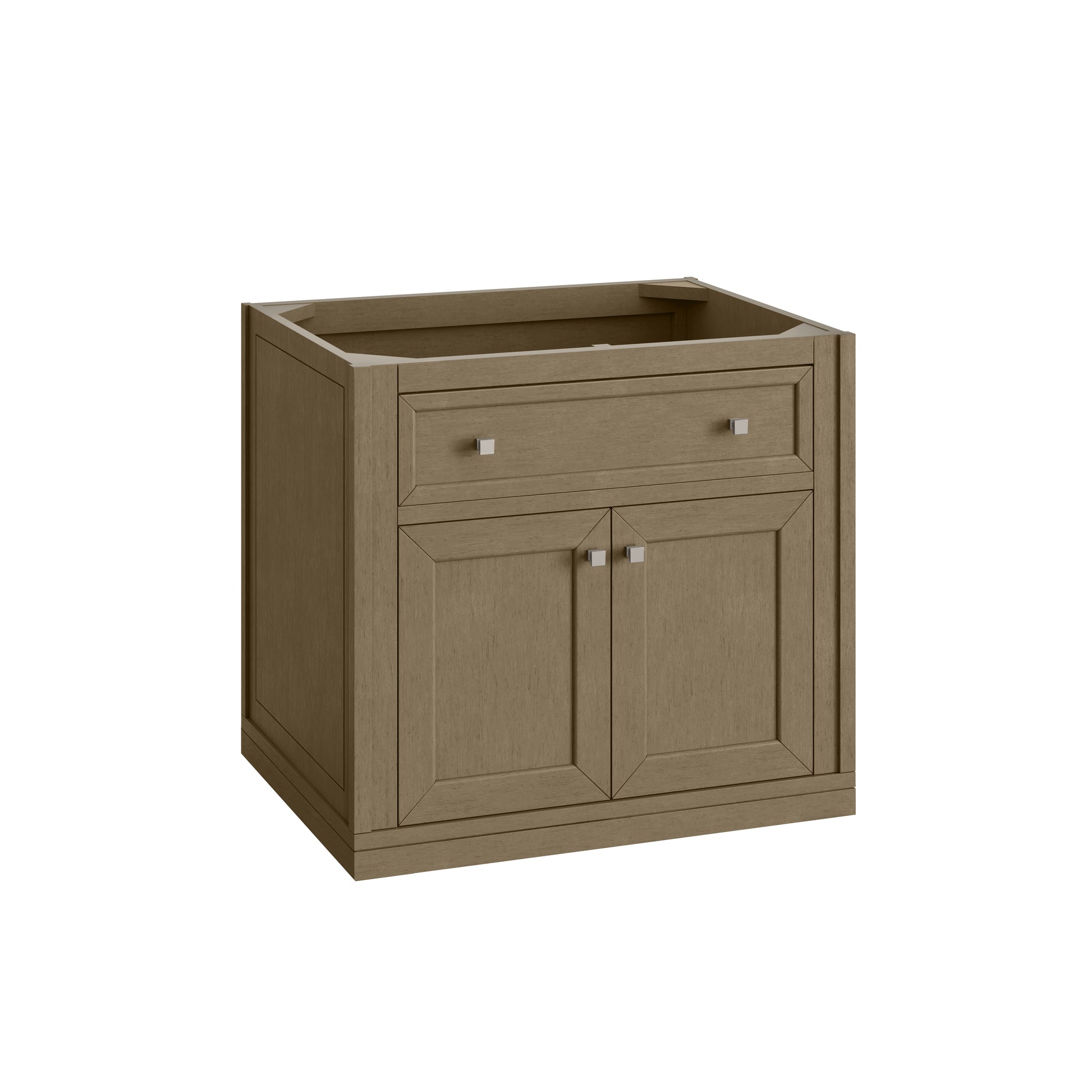 James Martin Vanities Chicago 30" Walnut Whisper Single Vanity With 3cm Victorian Silver Silestone Top
