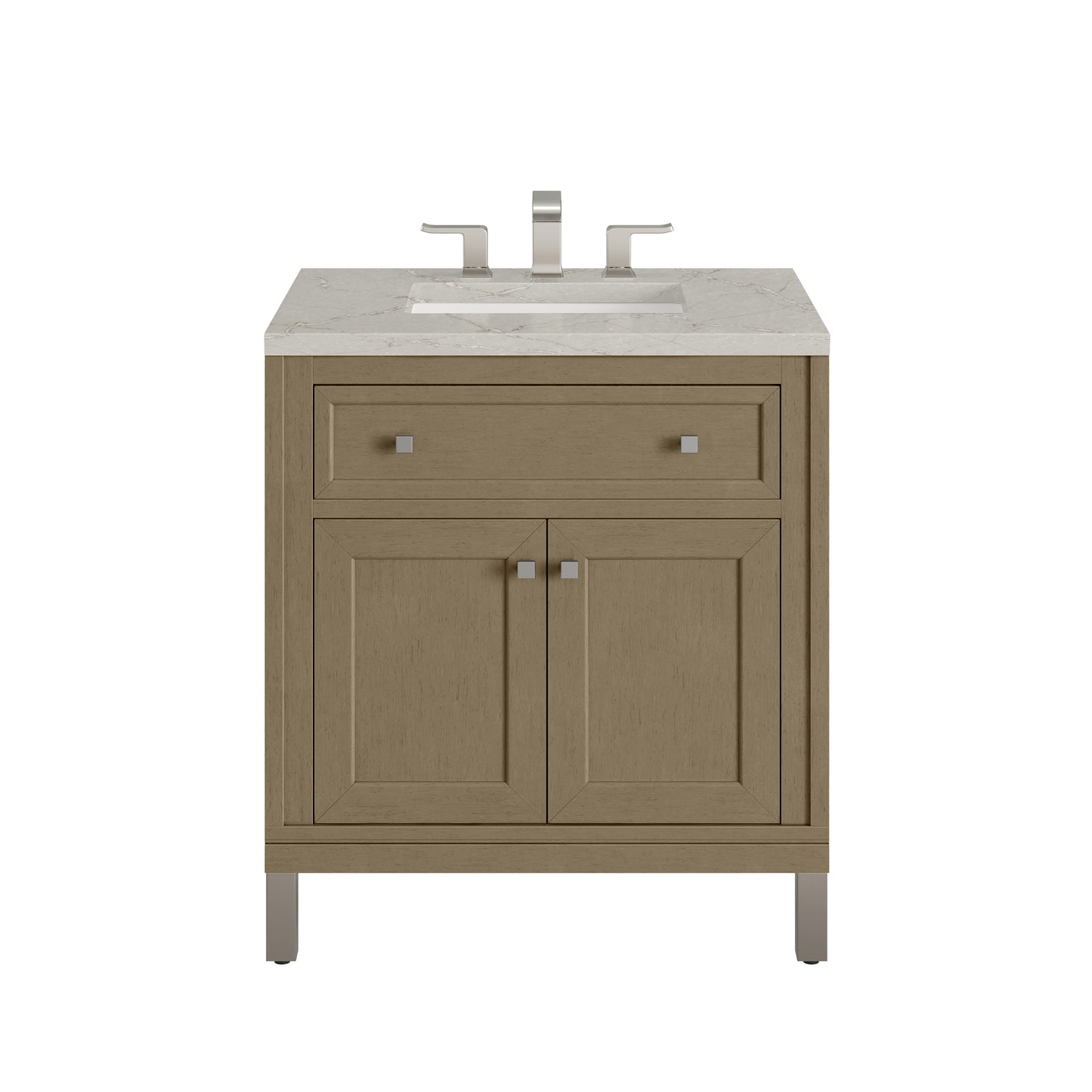 James Martin Vanities Chicago 30" Walnut Whisper Single Vanity With 3cm Victorian Silver Silestone Top