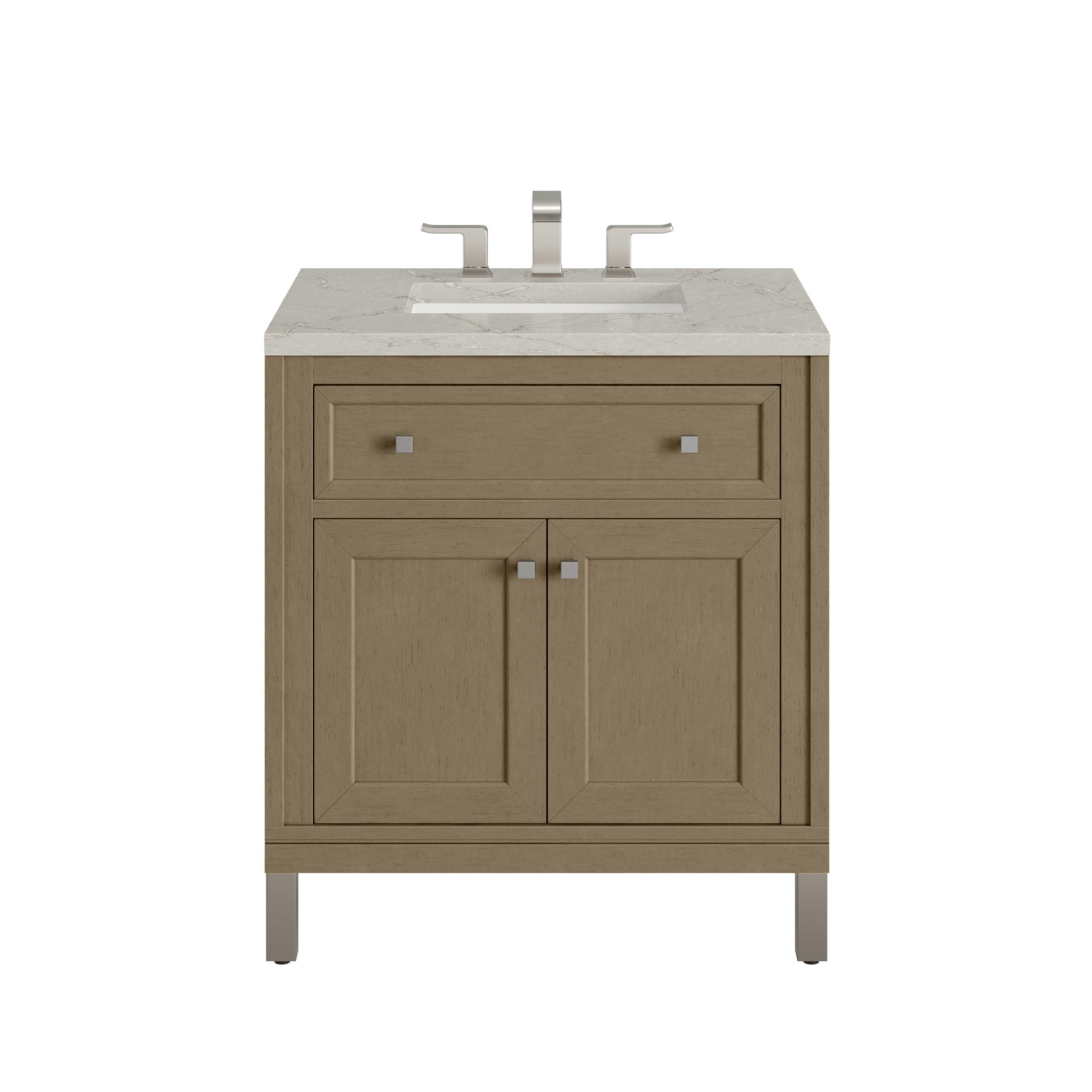 James Martin Vanities Chicago 30" Walnut Whisper Single Vanity With 3cm Victorian Silver Silestone Top