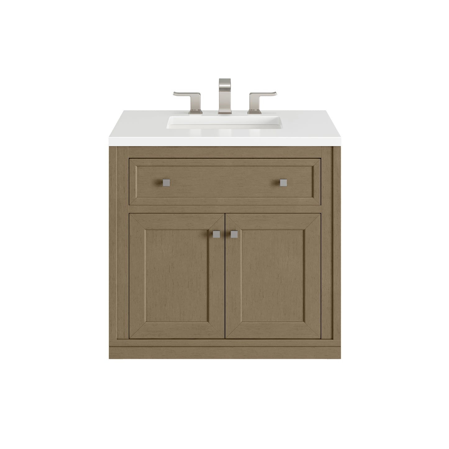James Martin Vanities Chicago 30" Walnut Whisper Single Vanity With 3cm White Zeus Silestone Top
